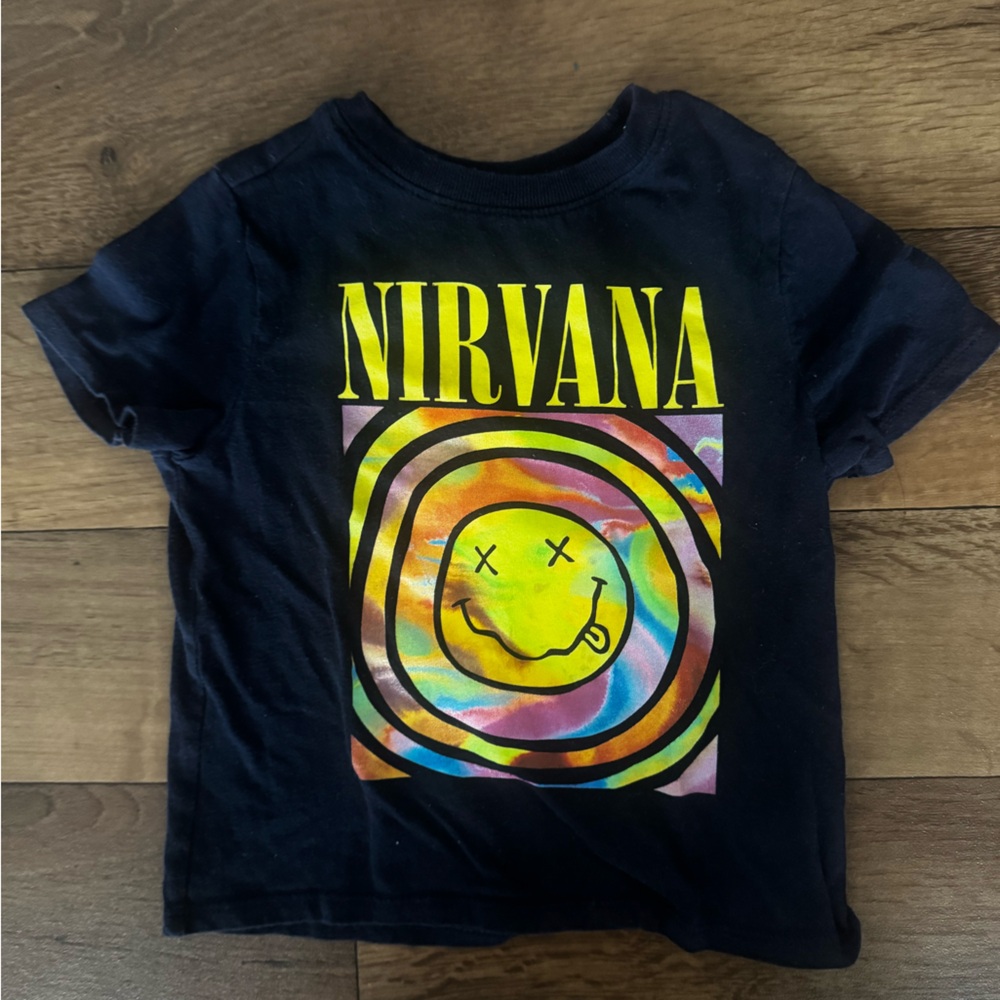 Old Navy NIRVANA Kids Black and Yellow Tie-Dye Graphic Tee 2T